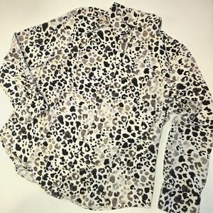 Lane Bryant Cheetah Animal Print Button Down Women's Blouse Shirt‎ Size 16